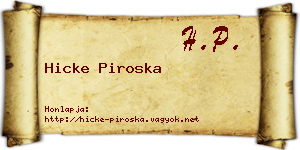 Hicke Piroska névjegykártya